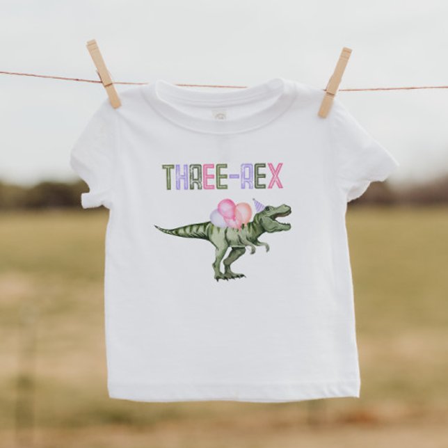Camisa Menina Dinosaur Três-Rex (Criador carregado)