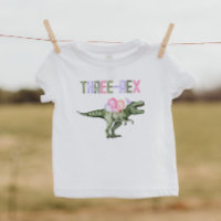 Camisa Menina Dinossauro Três-Rex
