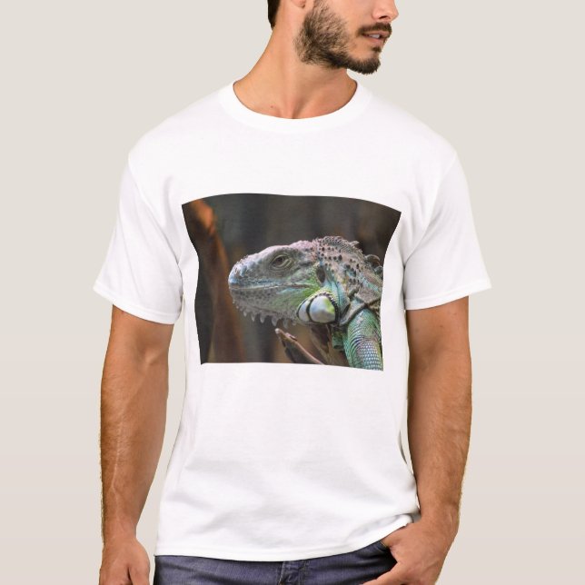 Camisa Mens T com Iguana Lizard colorida (Frente)