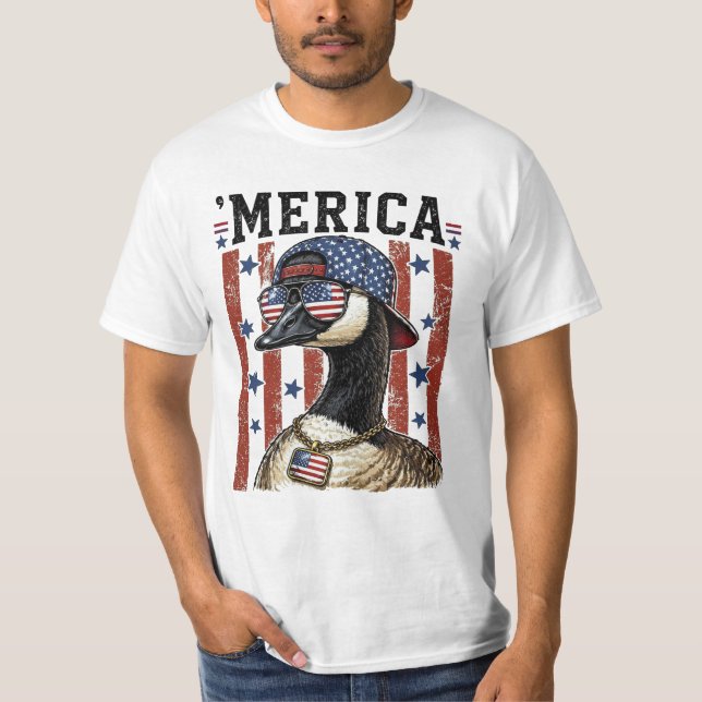 Camisa 'MERICA Bandeira Distressed 4 de Julho (Frente)