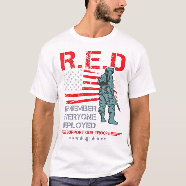 Camisa Militar Vermelha Sexta-Feira Lembra-Se De T (Frente)