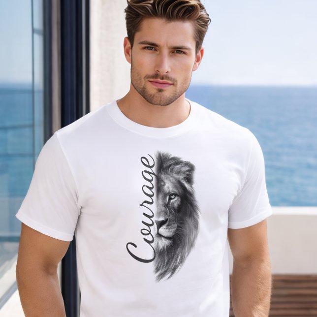 Camisa Minimalista Artística Courage Lion - (Criador carregado)