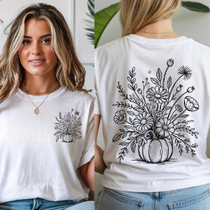 Camisa Minimalista de Abóbora Floral, Camisa de Vi