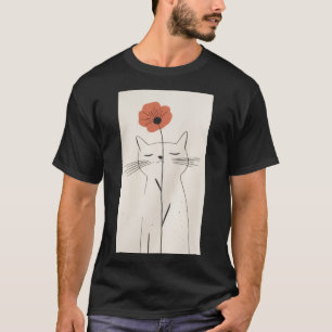 Camisa Minimalista de Gato Flor Presente para Aman