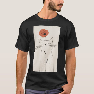 Camisa Minimalista de Gato Flor Presente para Aman