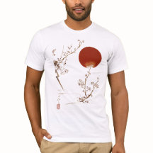 Camisa Minimalista Zen Japonesa com Sol e Ramo de