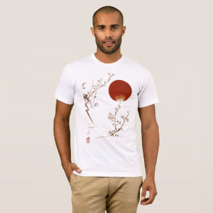 Camisa Minimalista Zen Japonesa com Sol e Ramo de