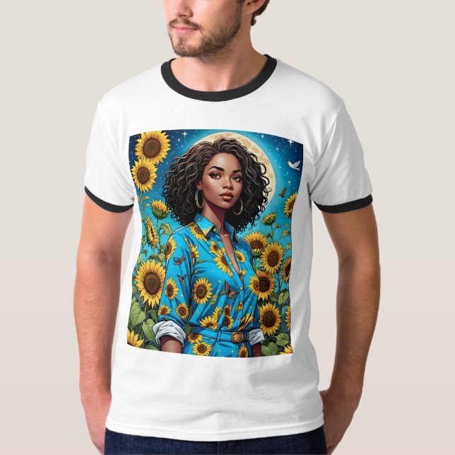 Camisa Moonlit Sunflower Field (Frente)