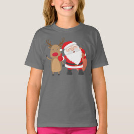 Camisa muito bonito de Papai Noel e de rena |