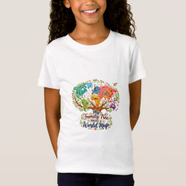 Camisa Multicultural Árvore Genealógica no Mapa Mu