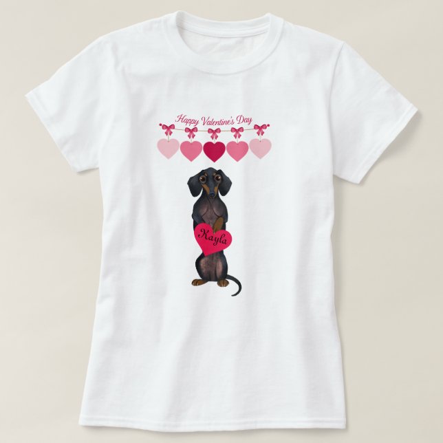 Camisa namorados Dachshund Personalizada De Dois L (Frente do Design)
