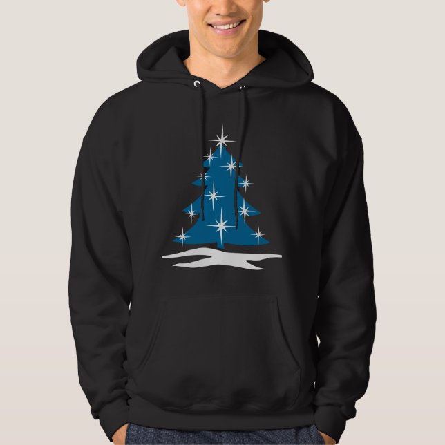 Camisa Natal Azul Hoodie Clássica Feriado (Frente)