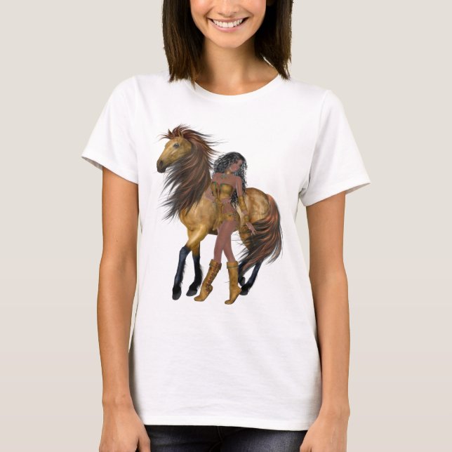 Camisa Nativa da Princesa Americana e Cavalo (Frente)