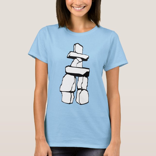Camisa Nativa de Arte Inuit Inukshuk, de uso femin (Frente)