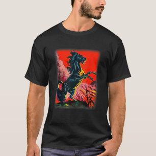 Camisa Negra de Cavalo, Leão Colorido de Camisa pa