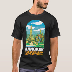 Camisa Negra de Homens da Cidade de Bangkok