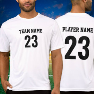 Camisa Número da Equipe Esportiva Preto Branco