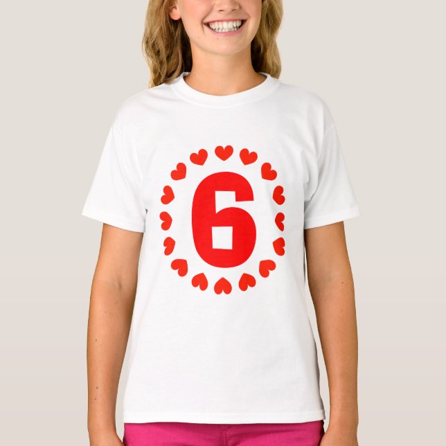 Camisa | número seis do aniversário das meninas 6a (Frente)
