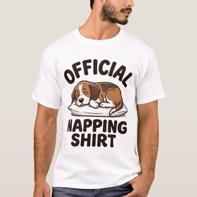 Camisa Oficial de Cochilo Cachorro Sonolento Desig (Frente)