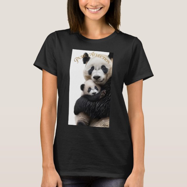 Camisa Orgânica de Mulher Panda Mãe e Bebê com Amo (Frente)