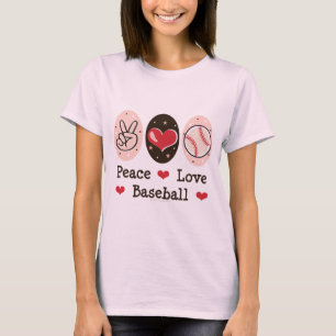 Camisa orgânica do basebol T do amor da paz