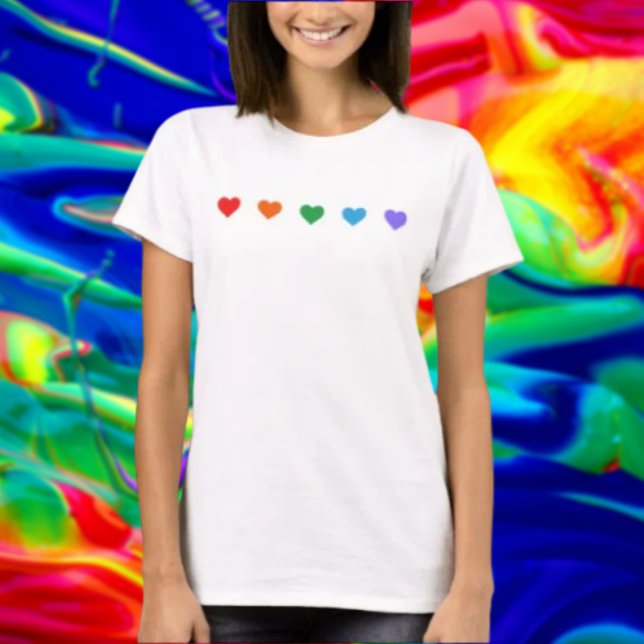 Camisa Orgulho Corações Arco-Íris (Criador carregado)