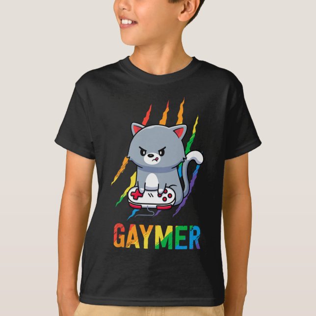 Camisa Orgulho Gato Lgbt Arco-íris Presente Amante (Frente)