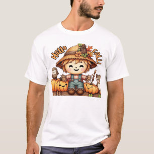 Camisa Oversized Espantalho de Outono Fofo com Abó
