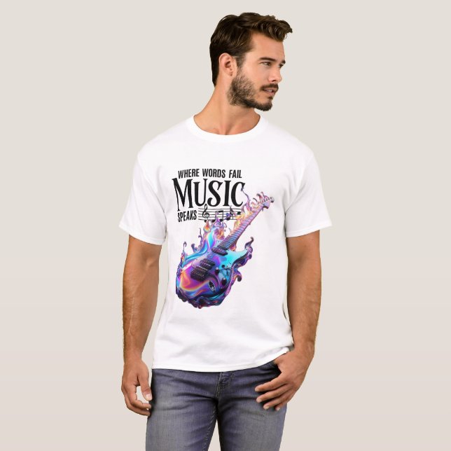 Camisa para Homens inspiração música guitarra (Frente Completa)