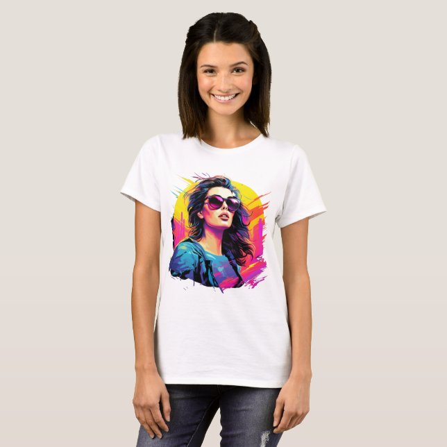 Camisa para mulheres "Sonho de Neon" (Frente Completa)