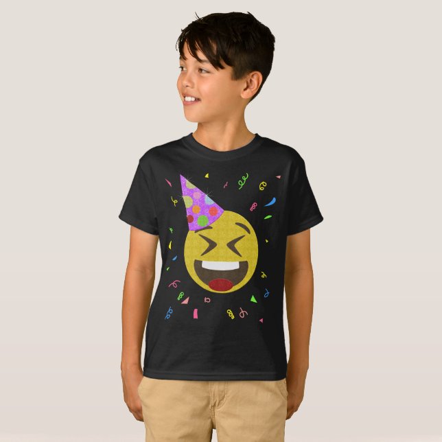 Camisa parva da festa de aniversário de Emoji da (Frente Completa)