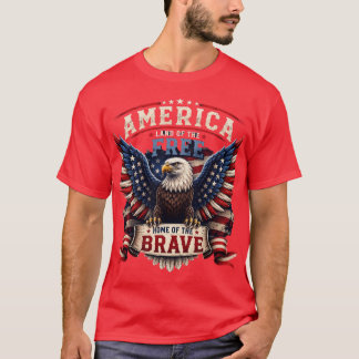 Camisa Patriótica Águia Americana 4 de Julho Desig