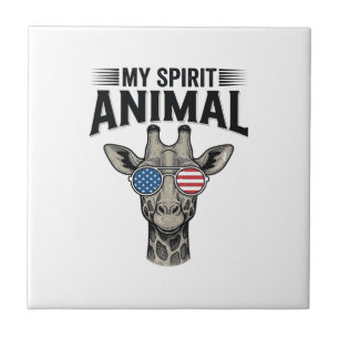 Camisa Patriótica Animal Espiritual Girafa Vintage