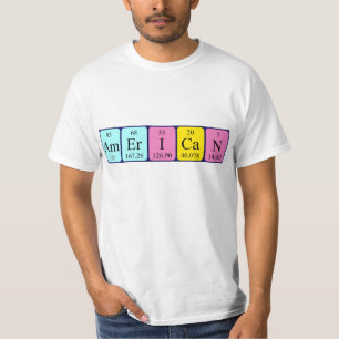Camisa patriótica de mesa periódica americana