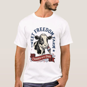 Camisa Patriótica de Vaca Design de Fazenda de Sor