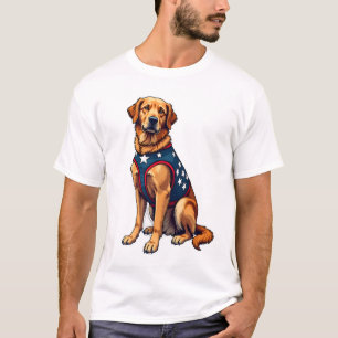 Camisa Patriótica do Cão de Serviço Golden Retriev