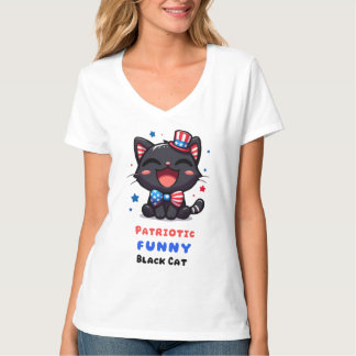 Camisa Patriótica Engraçada de Gato Preto para 4 d
