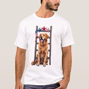 Camisa Patriótica Golden Retriever Star Ladder