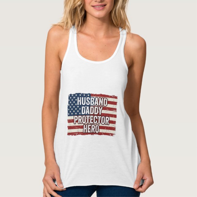 Camisa Patriótica Marido Papai Protetor Herói Band (Frente)