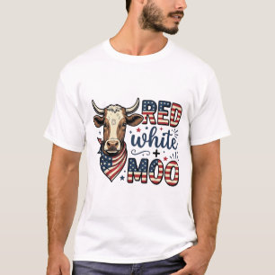 Camisa Patriótica Vaca Vermelha Branca Moo 4 de Ju