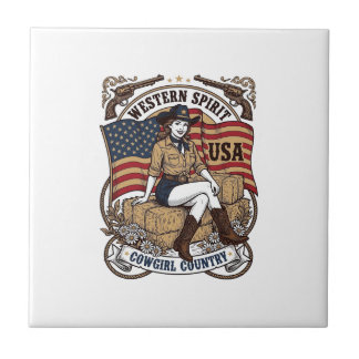 Camisa Patriótica Vintage Western Cowgirl Design_1