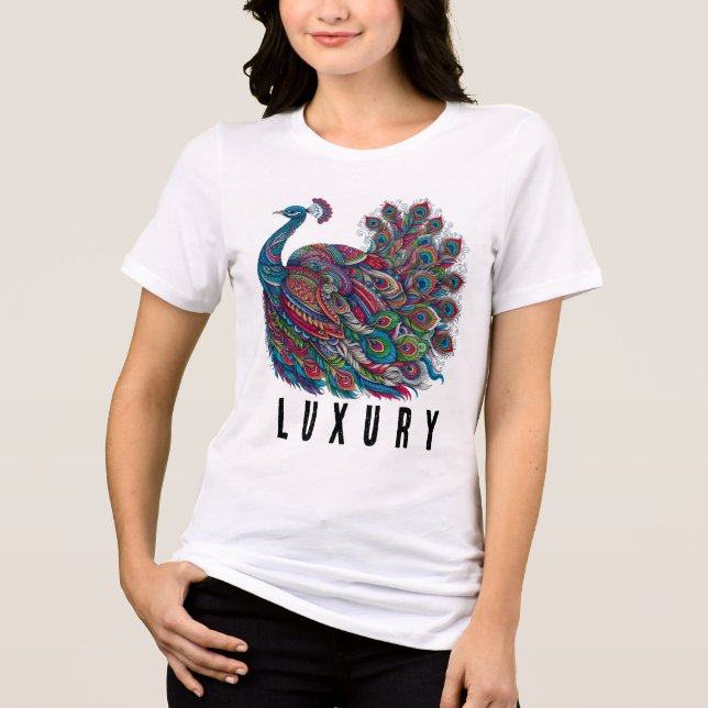 Camisa Pavão-Arco-Íris de Alta-Fascada de Luxo (Frente)