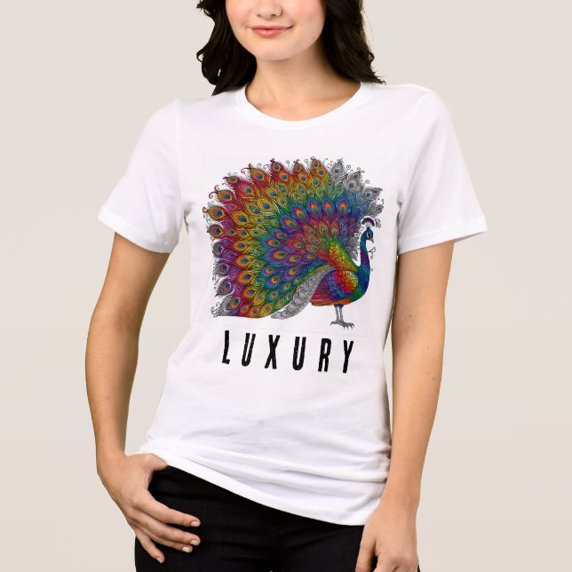 Camisa Pavão-Arco-Íris de Alta-Fascada de Luxo (Frente)