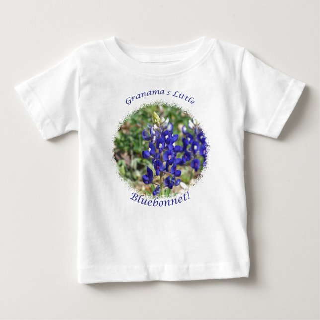 Camisa pequena do bebê do Bluebonnet da avó (Frente)