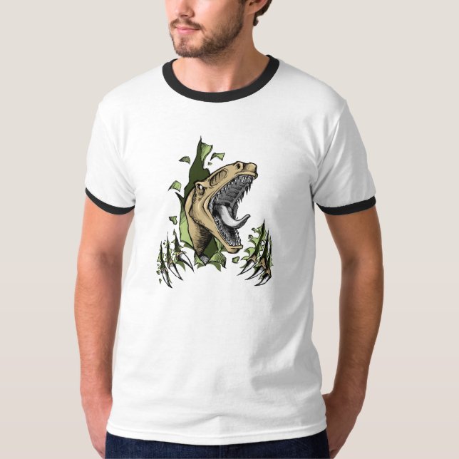 Camisa perigosa do dinossauro do raptor (Frente)