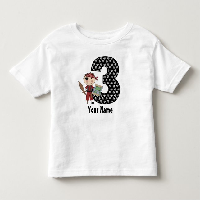 Camisa Personalizada aniversário de 3 anos Pirata (Frente)