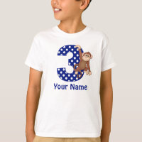 Camisa personalizada azul do macaco do aniversário