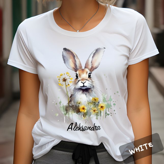 Camisa Personalizada Bunny Dandelion Watercolor (Criador carregado)