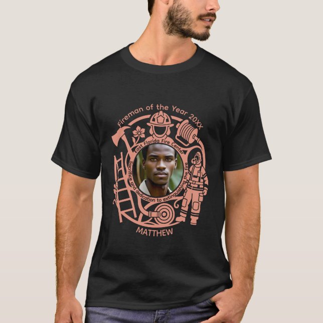 Camisa Personalizada com Foto do Ano do Bombeiro (Frente)