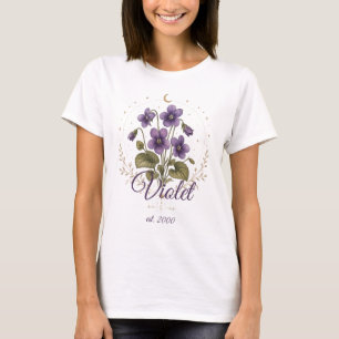 Camisa Personalizada com Nome e Flor de Nascimento